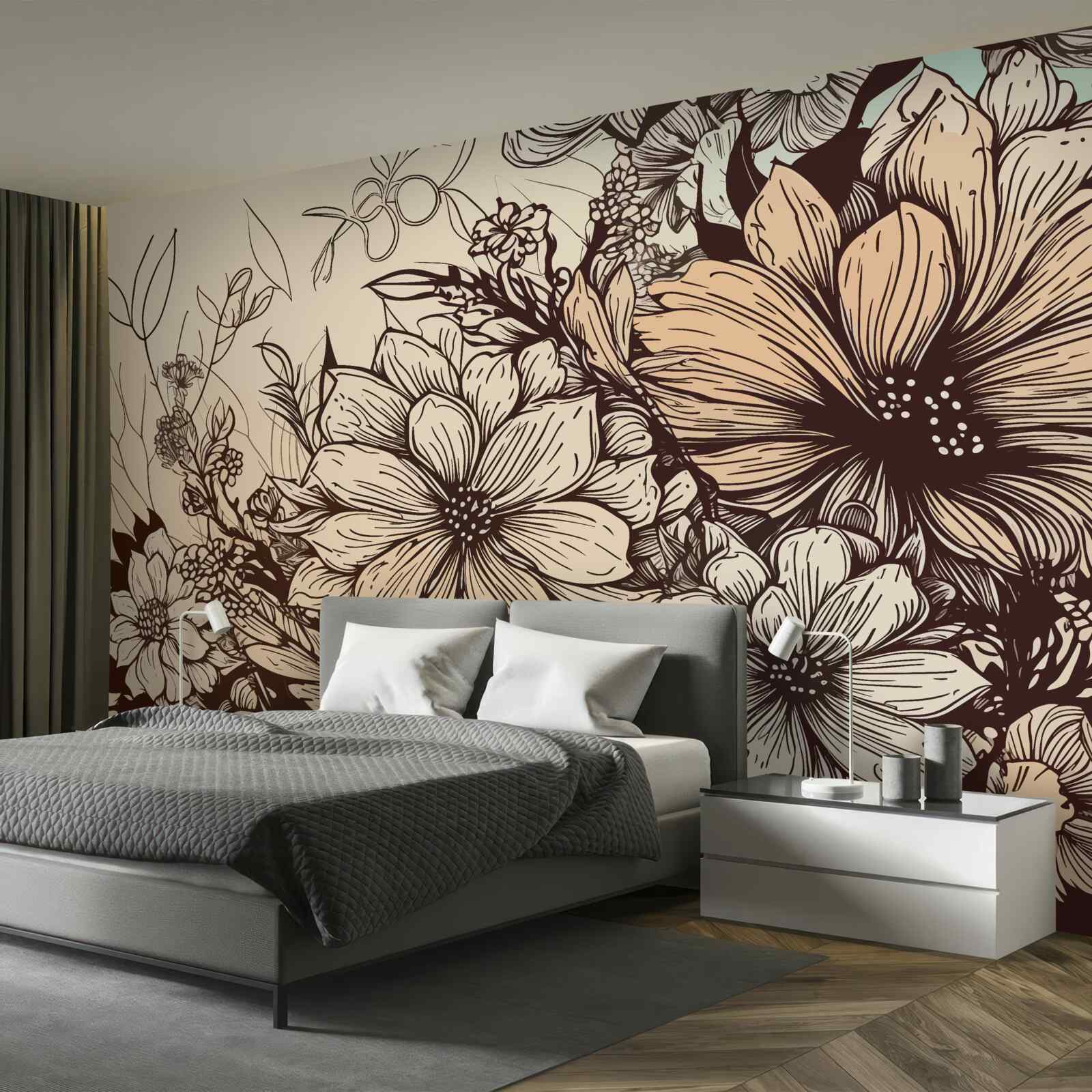 Papier peint des fleurs tropicales pleines de couleurs