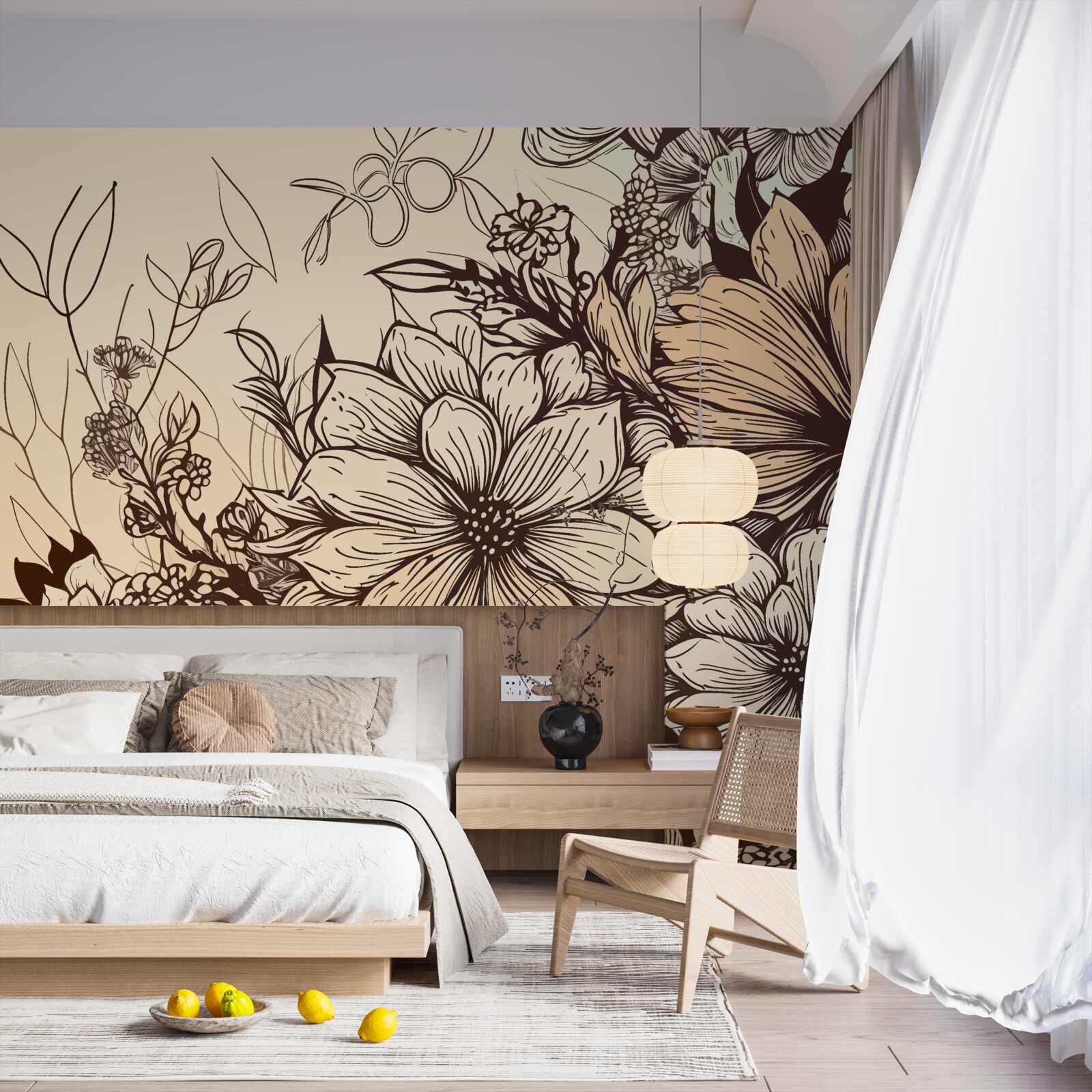 Papier peint des fleurs tropicales pleines de couleurs