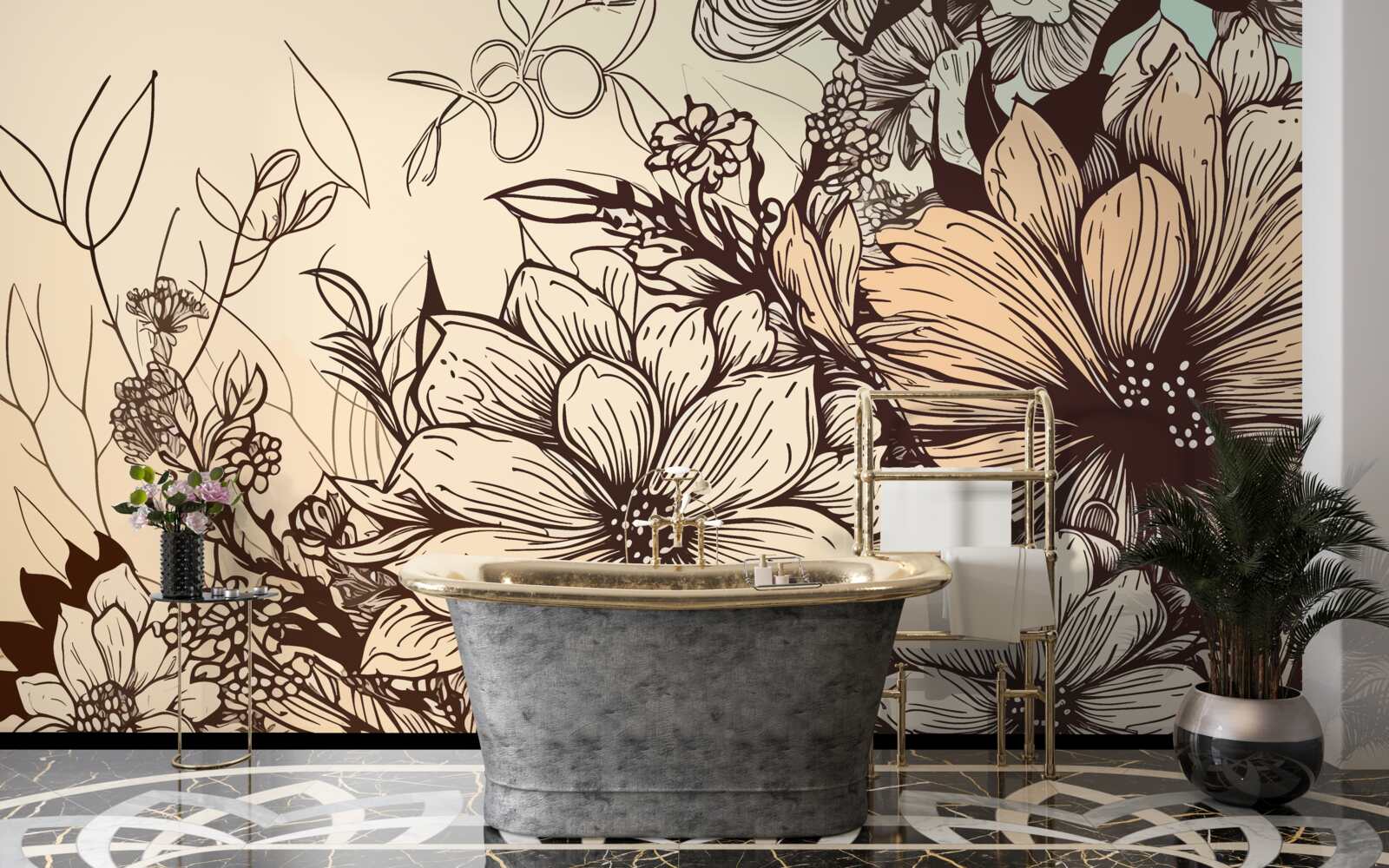 Papier peint des fleurs tropicales pleines de couleurs