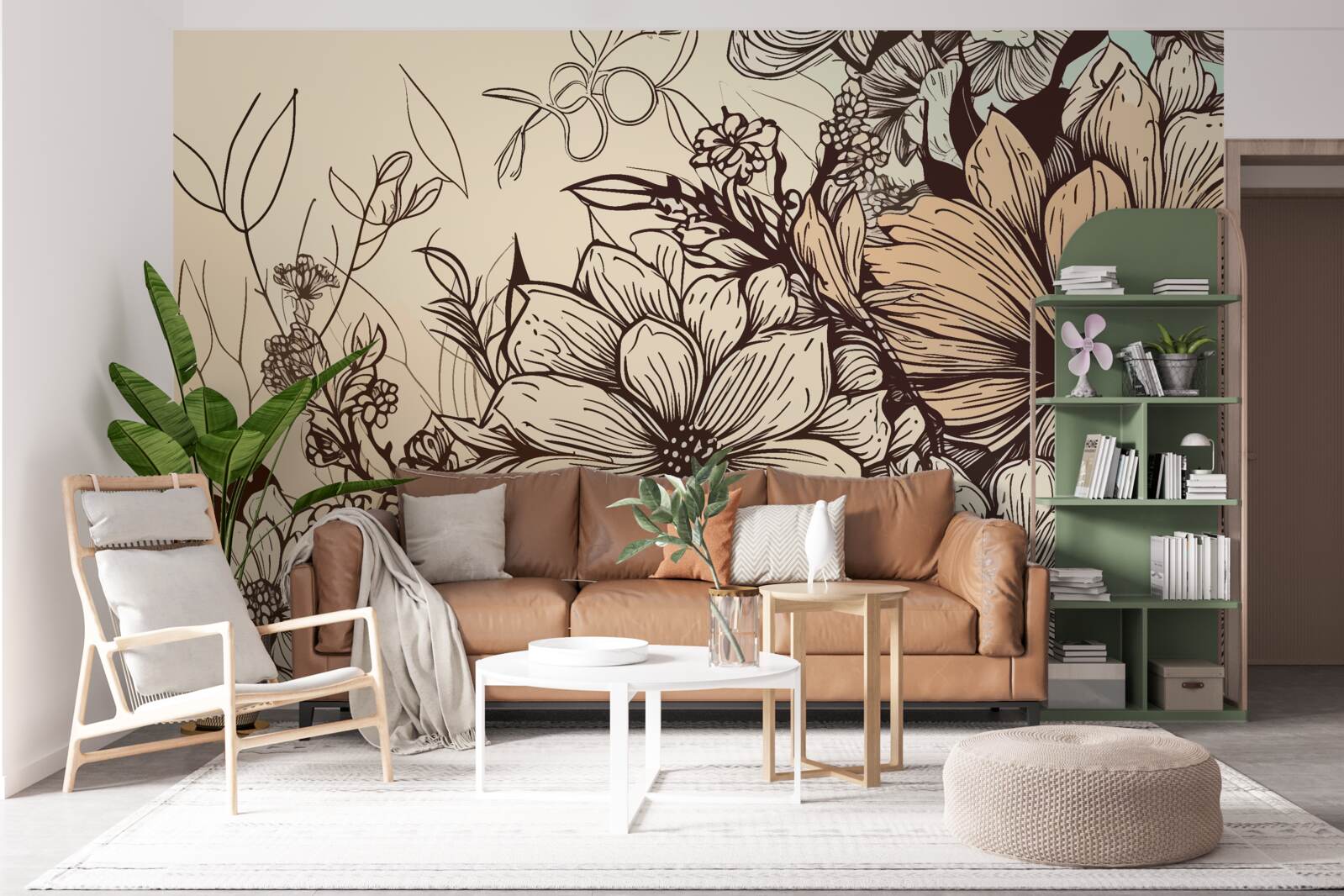 Papier peint des fleurs tropicales pleines de couleurs