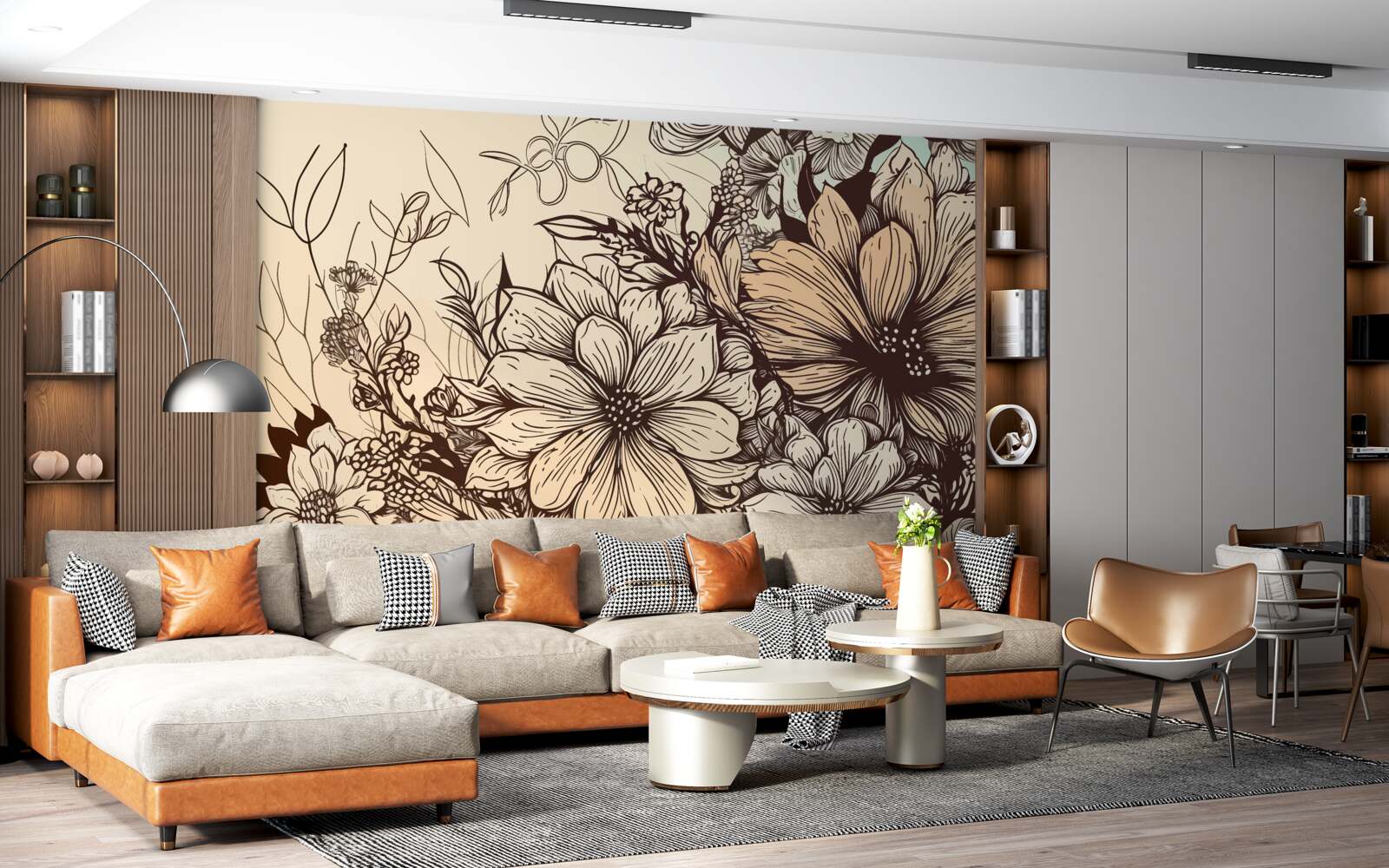 Papier peint des fleurs tropicales pleines de couleurs