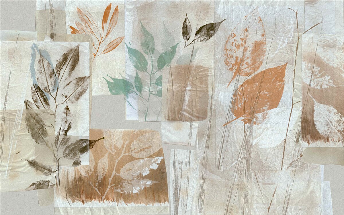 Papier peint révéler les fleurs et les feuilles par la peinture