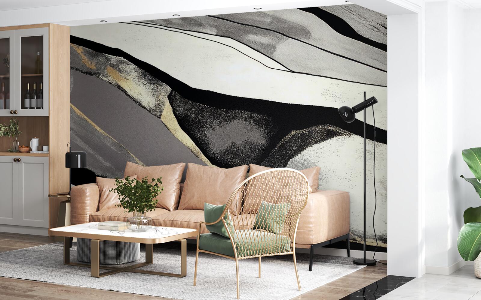 Papier peint des pics montagneux déchaînés, vêtus de noir