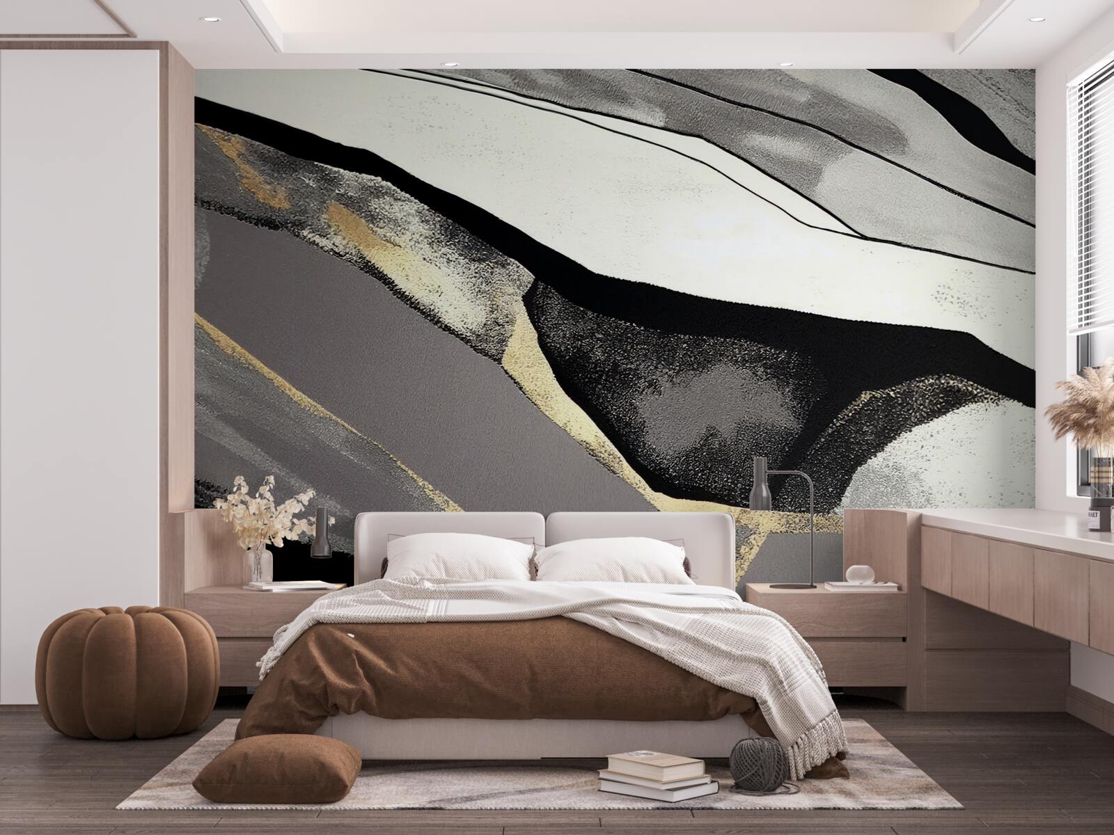 Papier peint des pics montagneux déchaînés, vêtus de noir