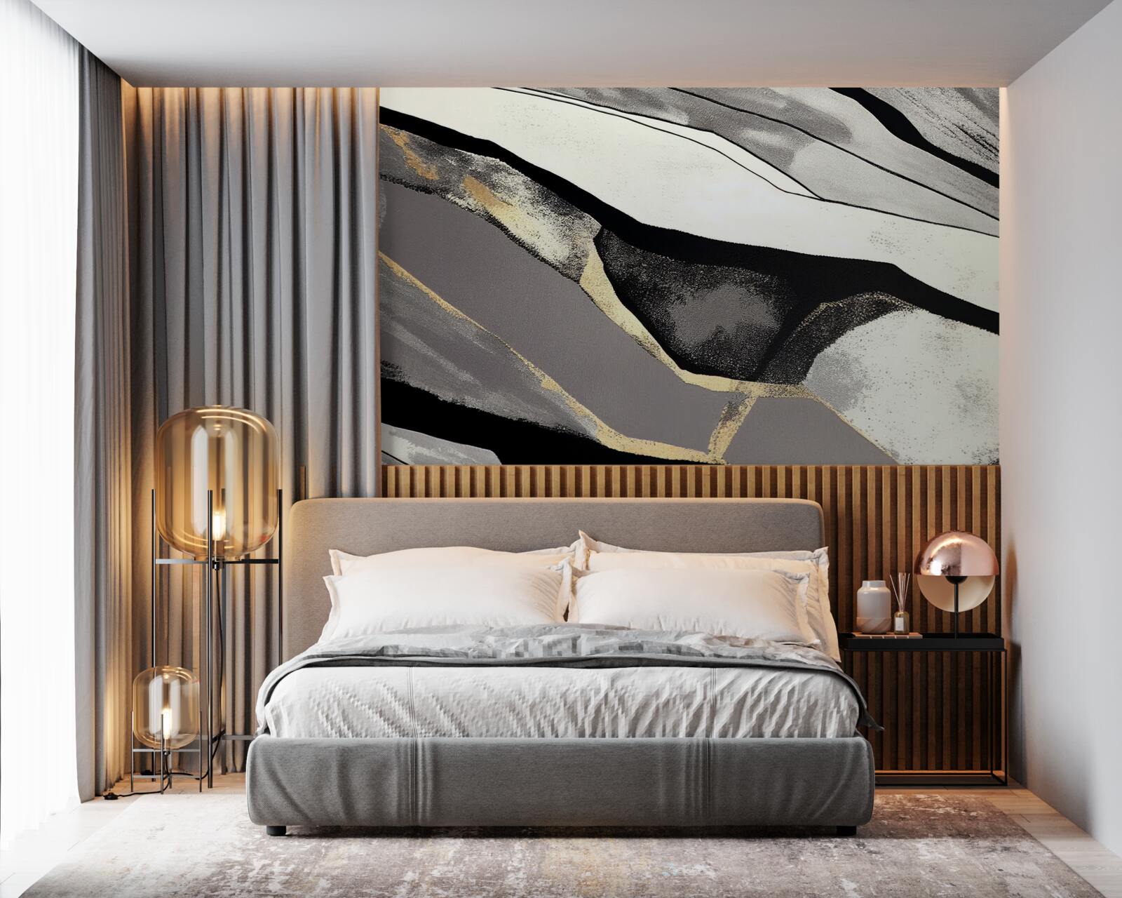 Papier peint des pics montagneux déchaînés, vêtus de noir