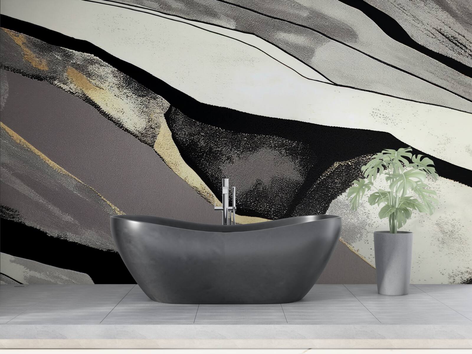 Papier peint des pics montagneux déchaînés, vêtus de noir