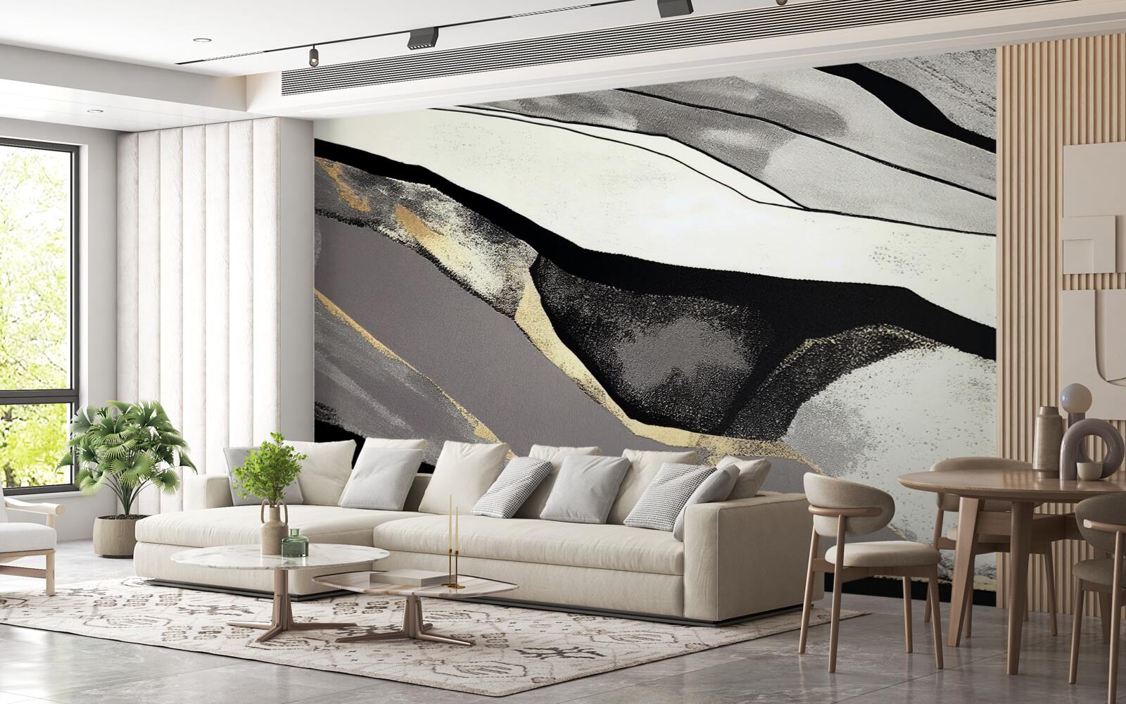 Papier peint des pics montagneux déchaînés, vêtus de noir