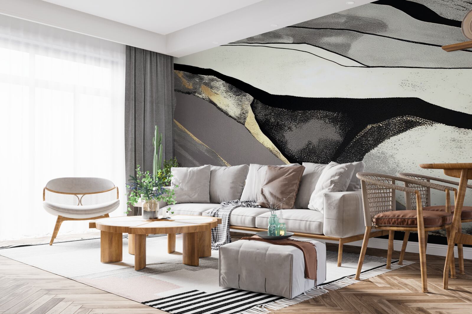 Papier peint des pics montagneux déchaînés, vêtus de noir