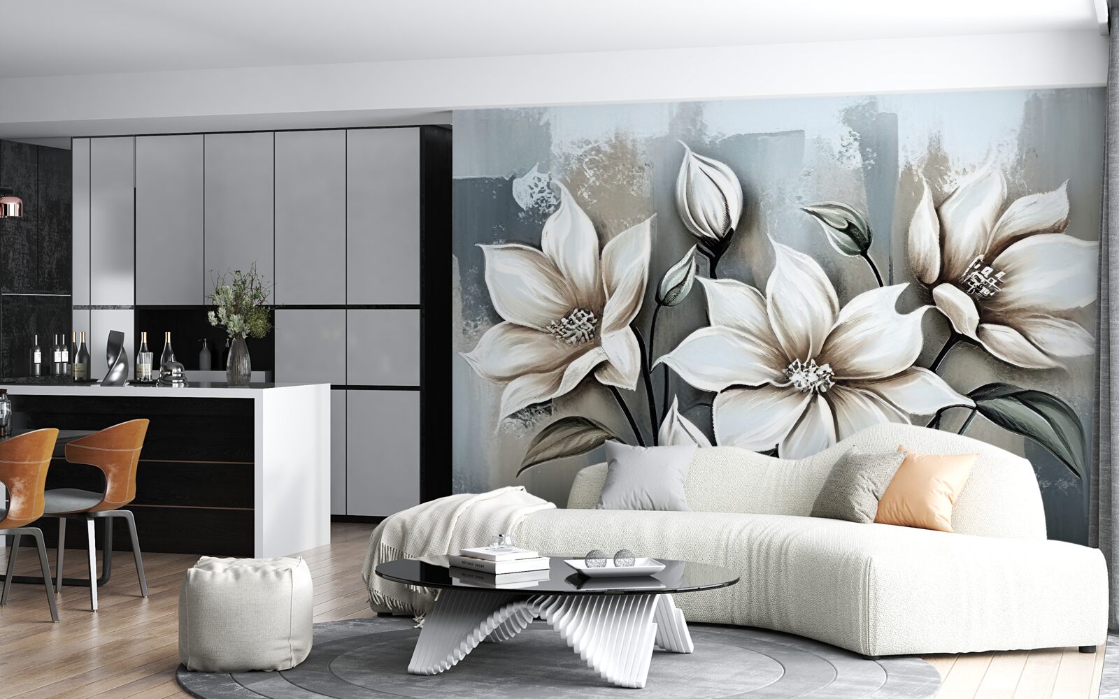 Papier peint le bouquet contient des fleurs blanches