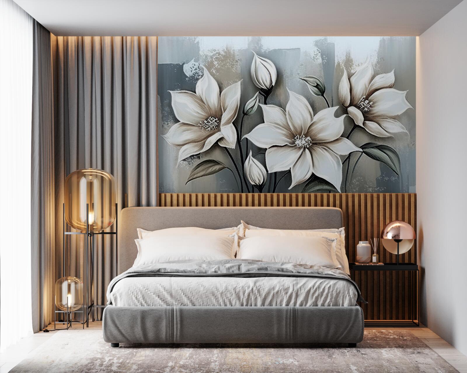 Papier peint le bouquet contient des fleurs blanches