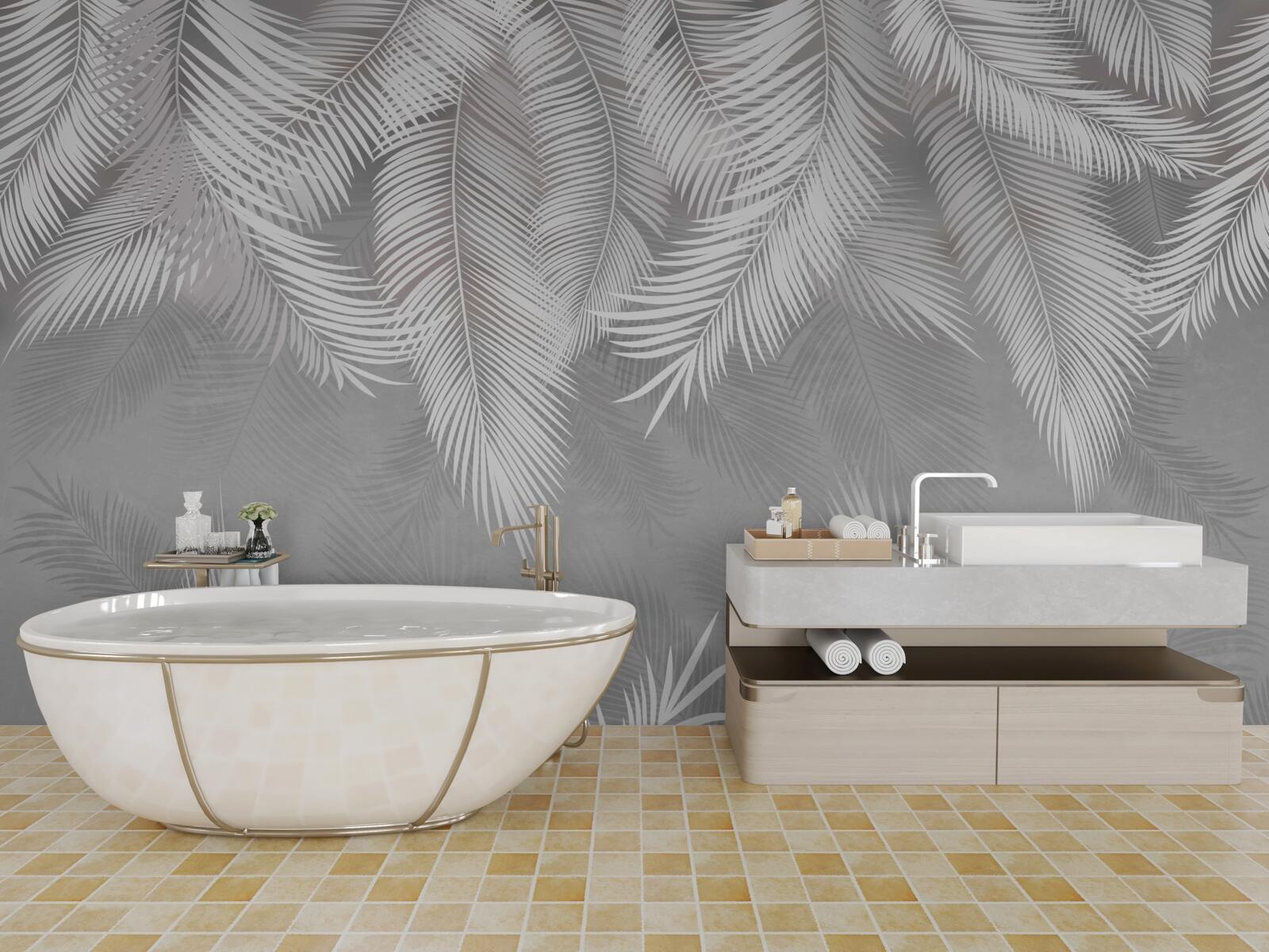 Papier peint reflet des plumes blanches dans l'eau