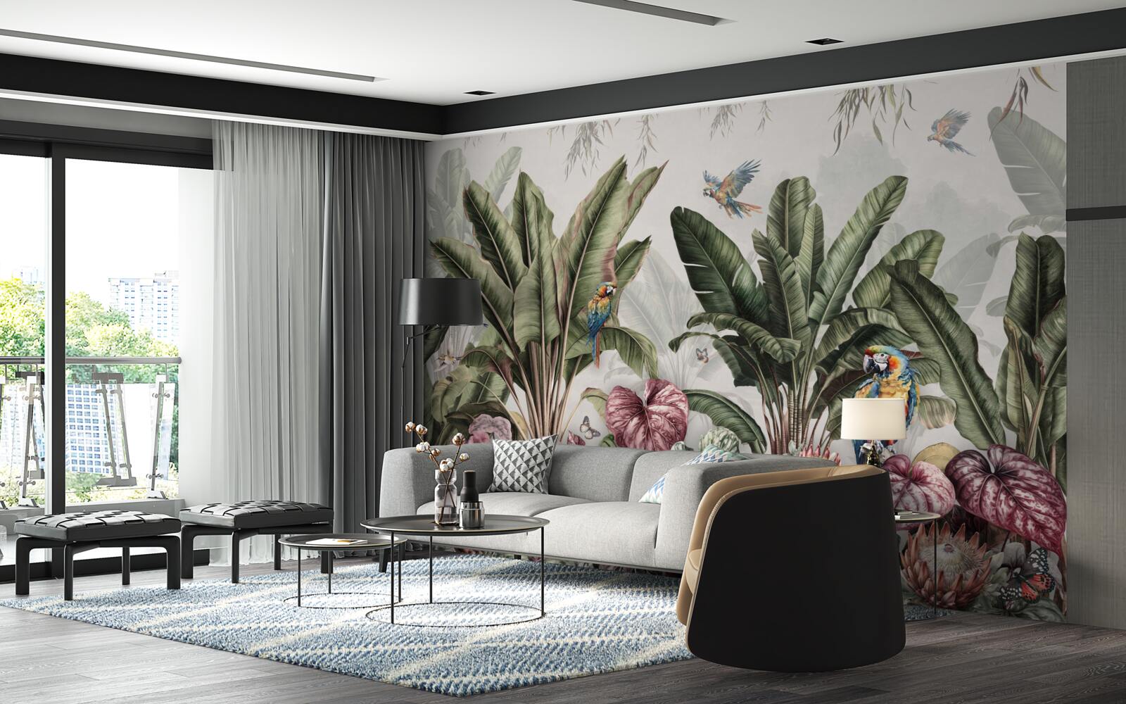 Papier peint les meilleurs légumes de la jungle et le perroquet