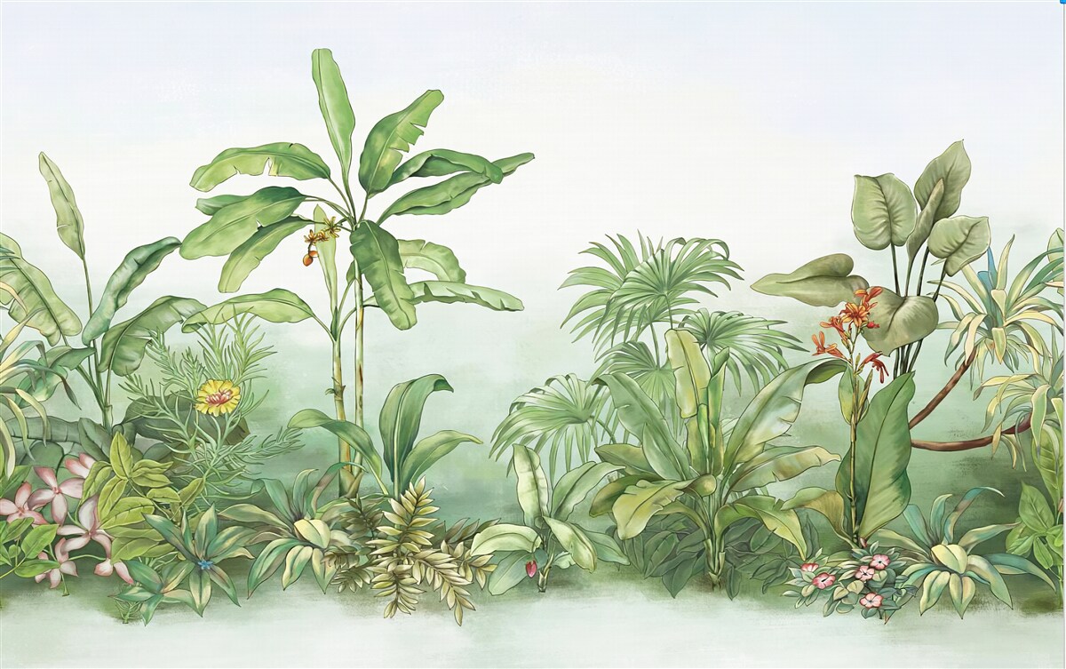 Papier peint végétation tropicale et sable léger sur la plage