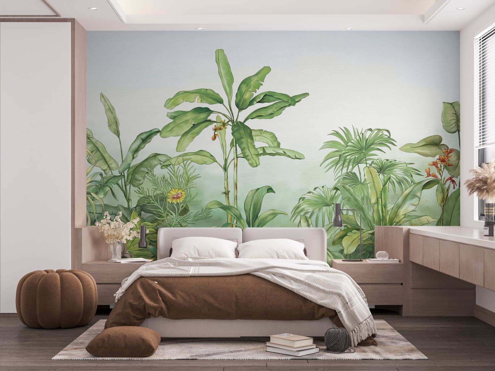 Papier peint végétation tropicale et sable léger sur la plage