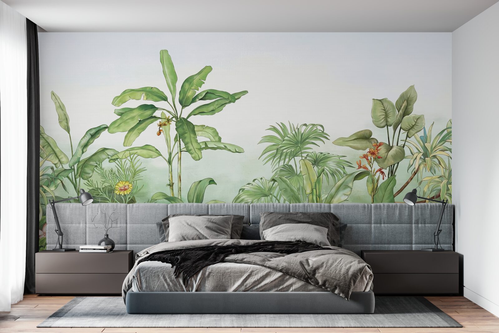 Papier peint végétation tropicale et sable léger sur la plage