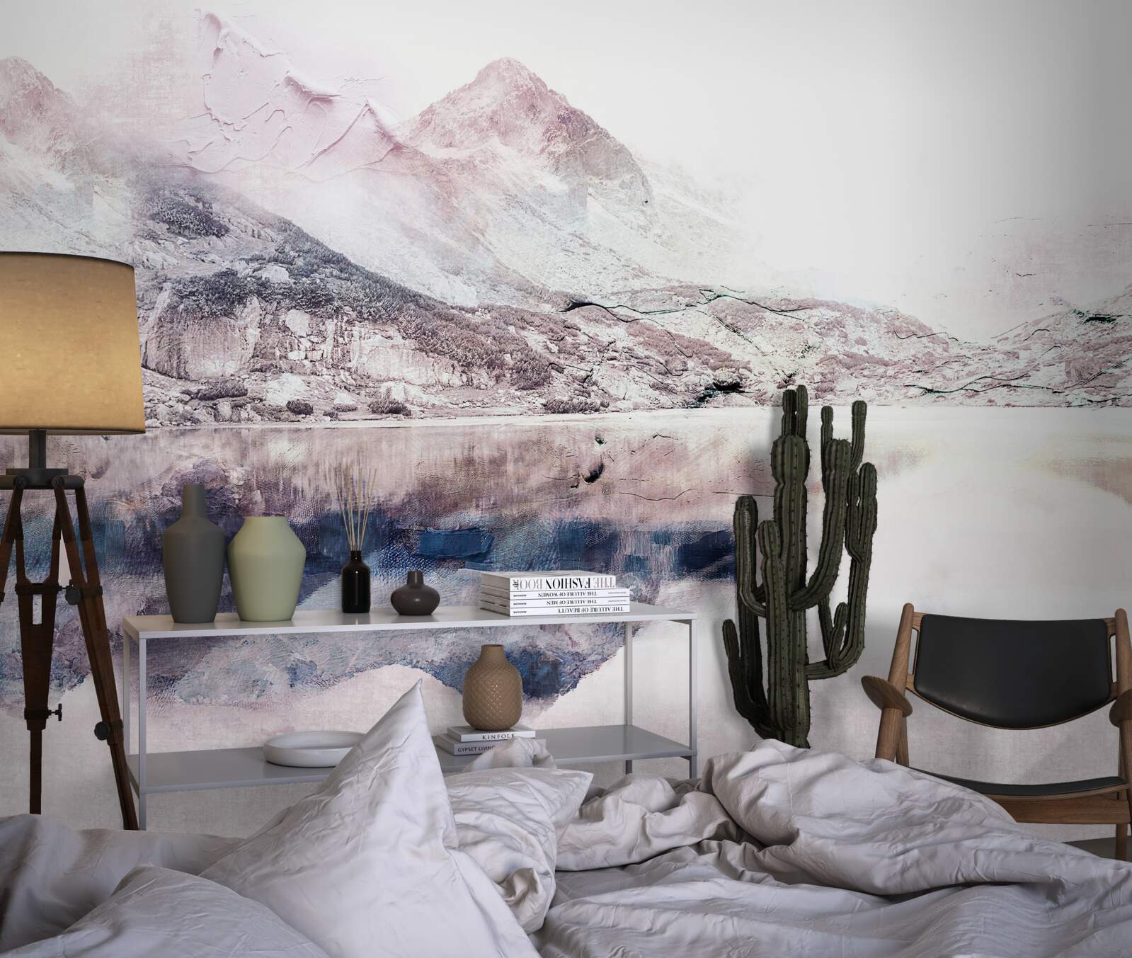 Papier peint reflet des hautes montagnes dans la surface miroitante de l'eau