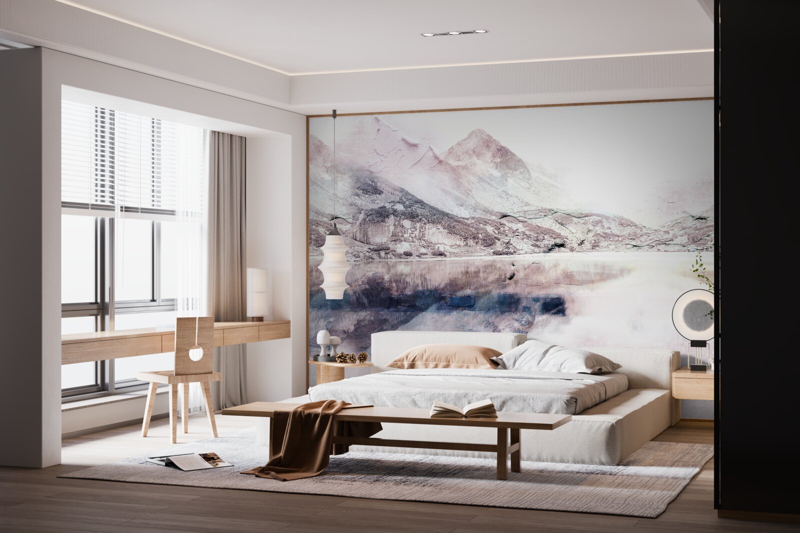 Papier peint reflet des hautes montagnes dans la surface miroitante de l'eau