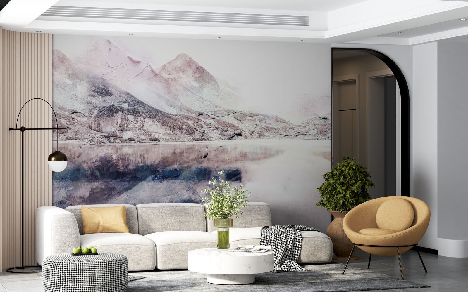 Papier peint reflet des hautes montagnes dans la surface miroitante de l'eau