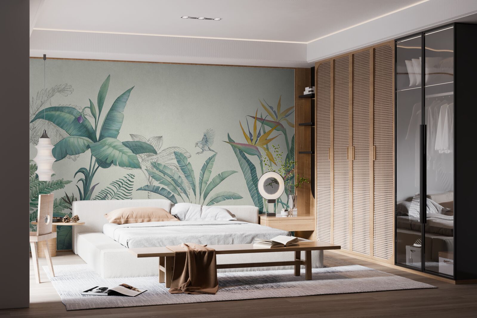 Papier peint flore de la jungle verte