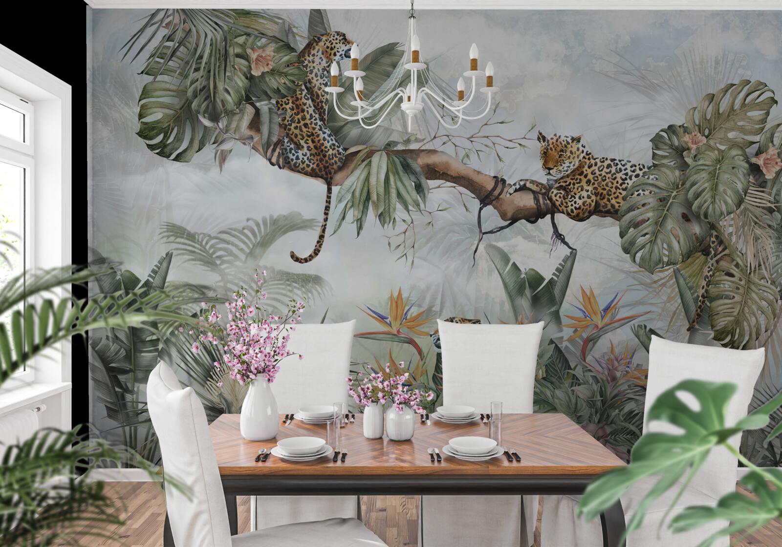 Papier peint léopard se repose sur une branche