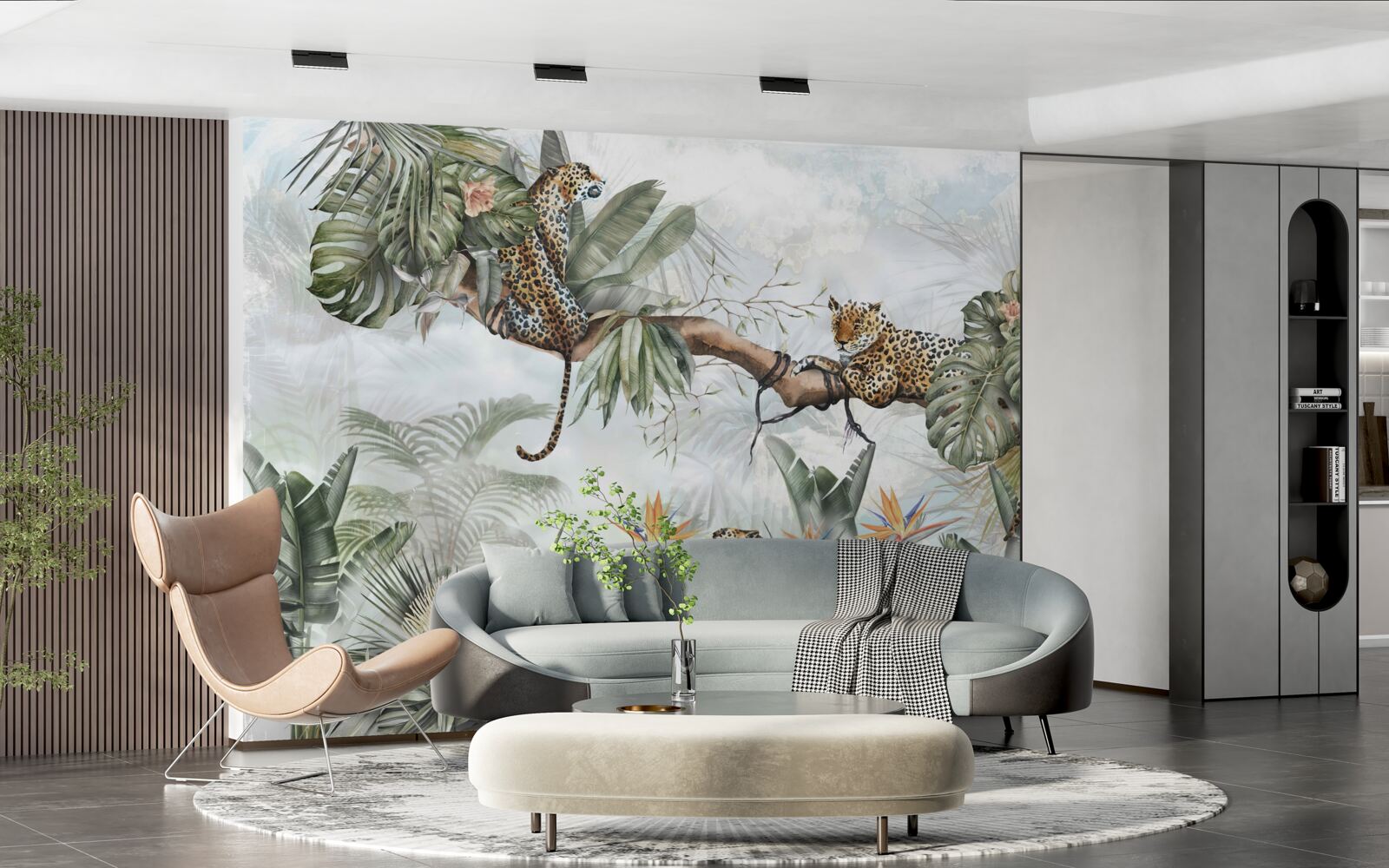 Papier peint léopard se repose sur une branche