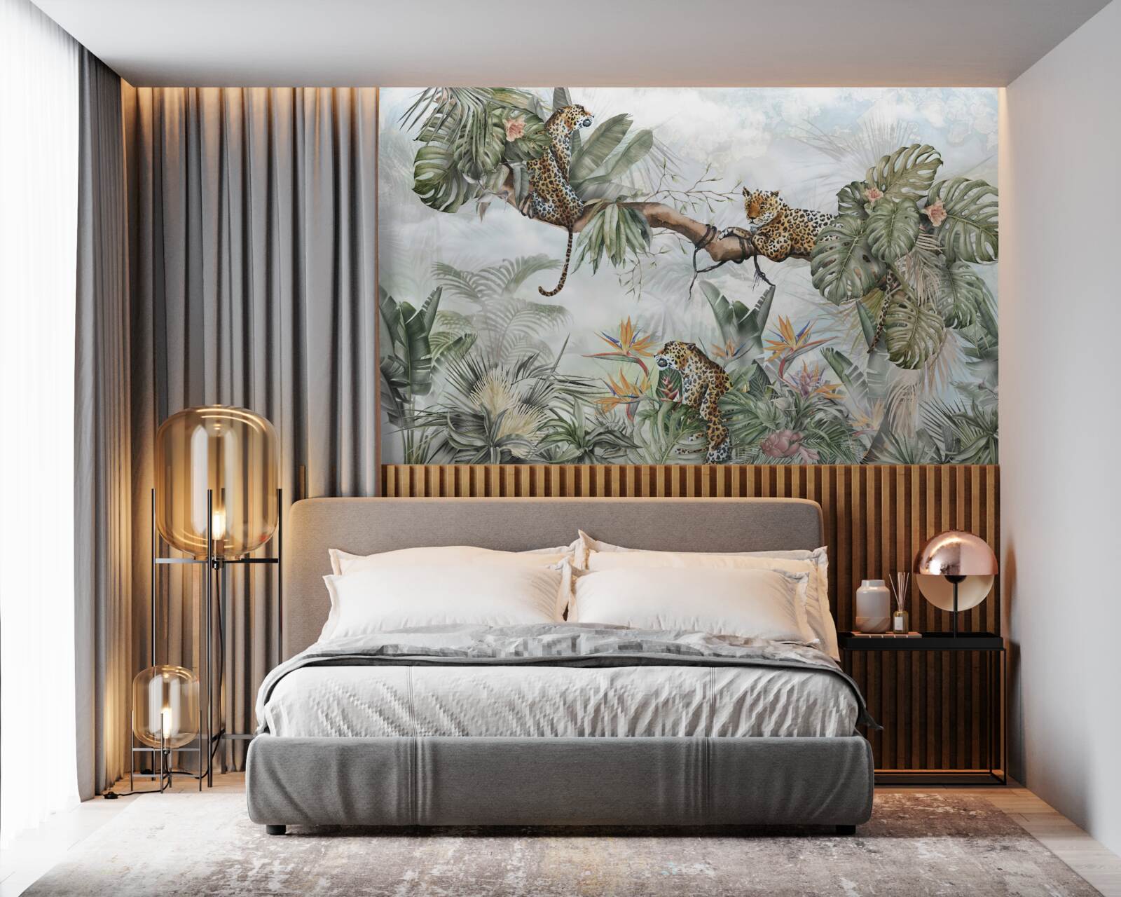 Papier peint léopard se repose sur une branche