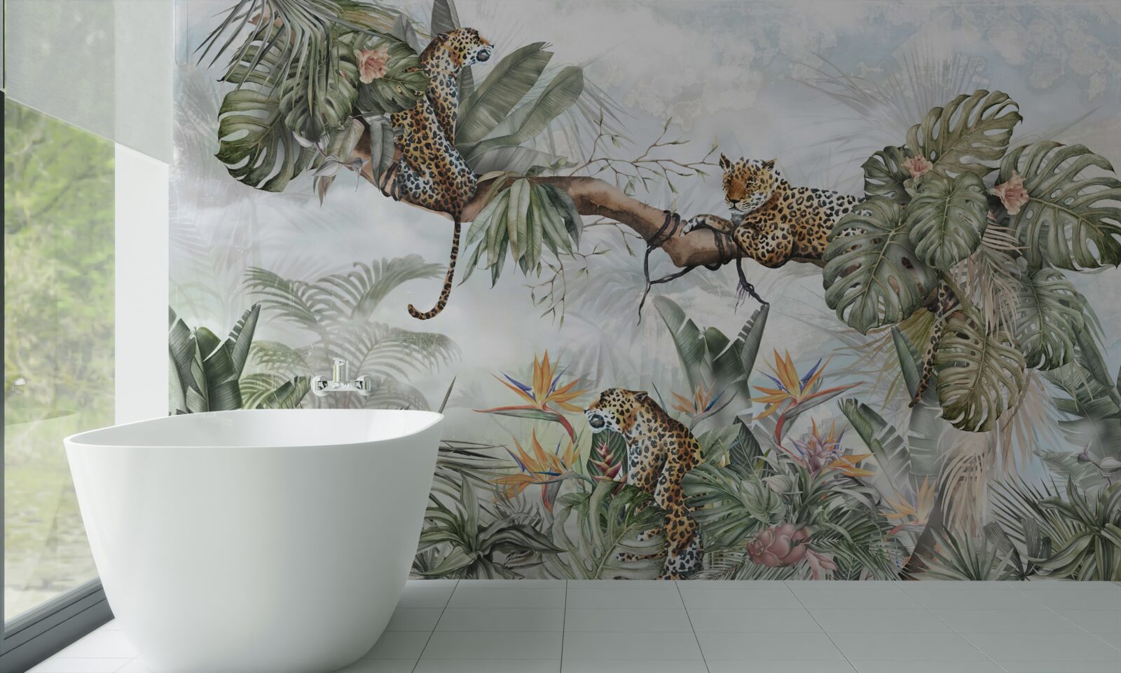 Papier peint léopard se repose sur une branche