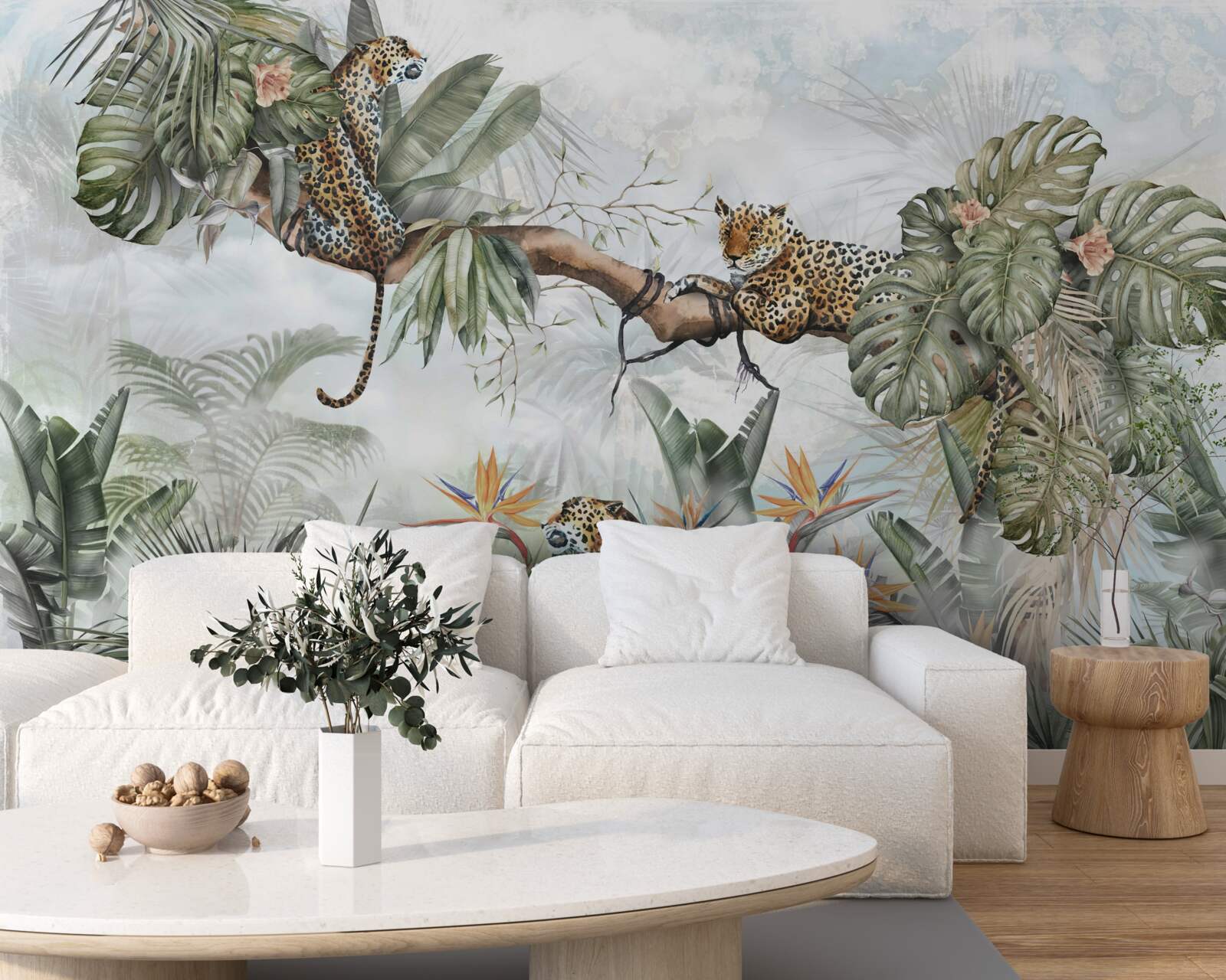 Papier peint léopard se repose sur une branche