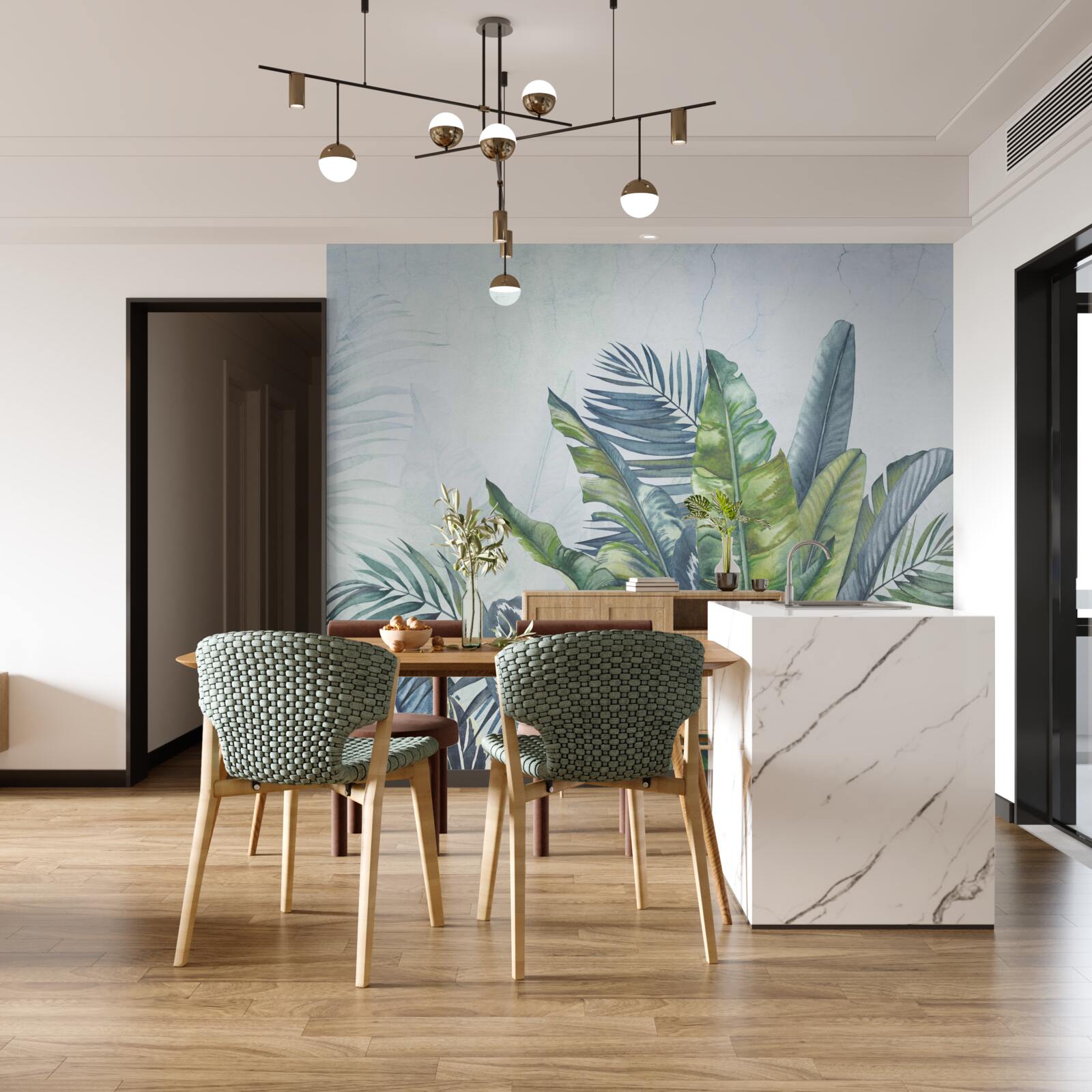 Papier peint résumé de la flore exotique