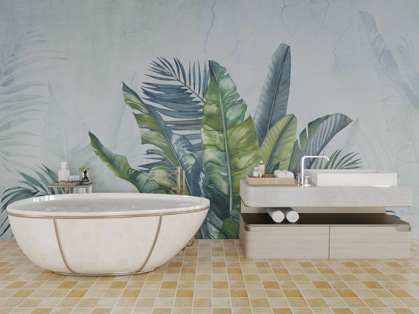 Papier peint résumé de la flore exotique