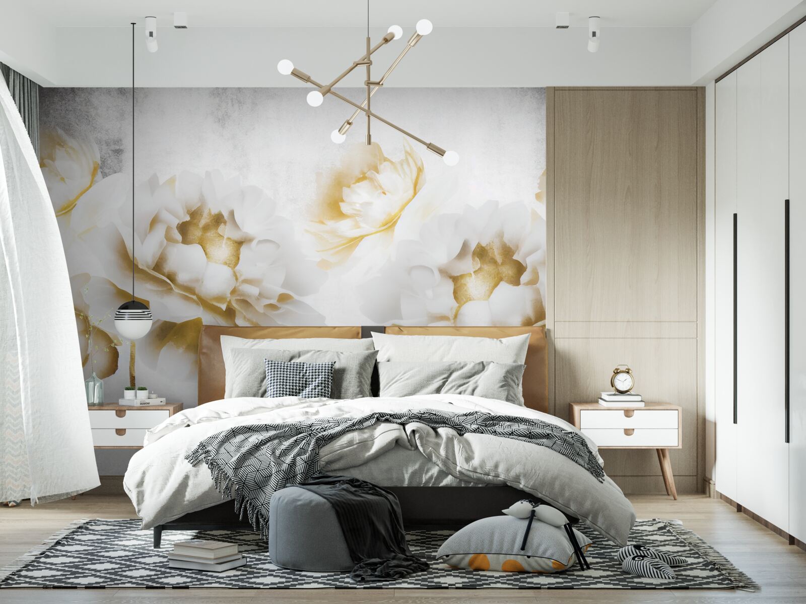 Papier peint felicia, agréable à l'œil par son aspect blanc neige doré