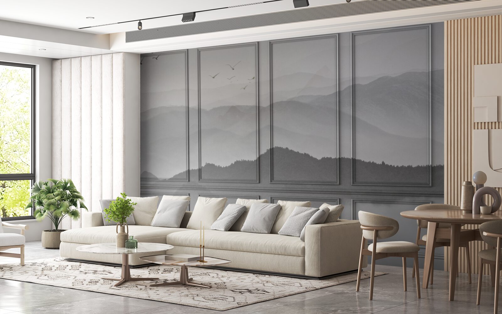 Papier peint les montagnes sont recouvertes d'un brouillard de plus en plus dense