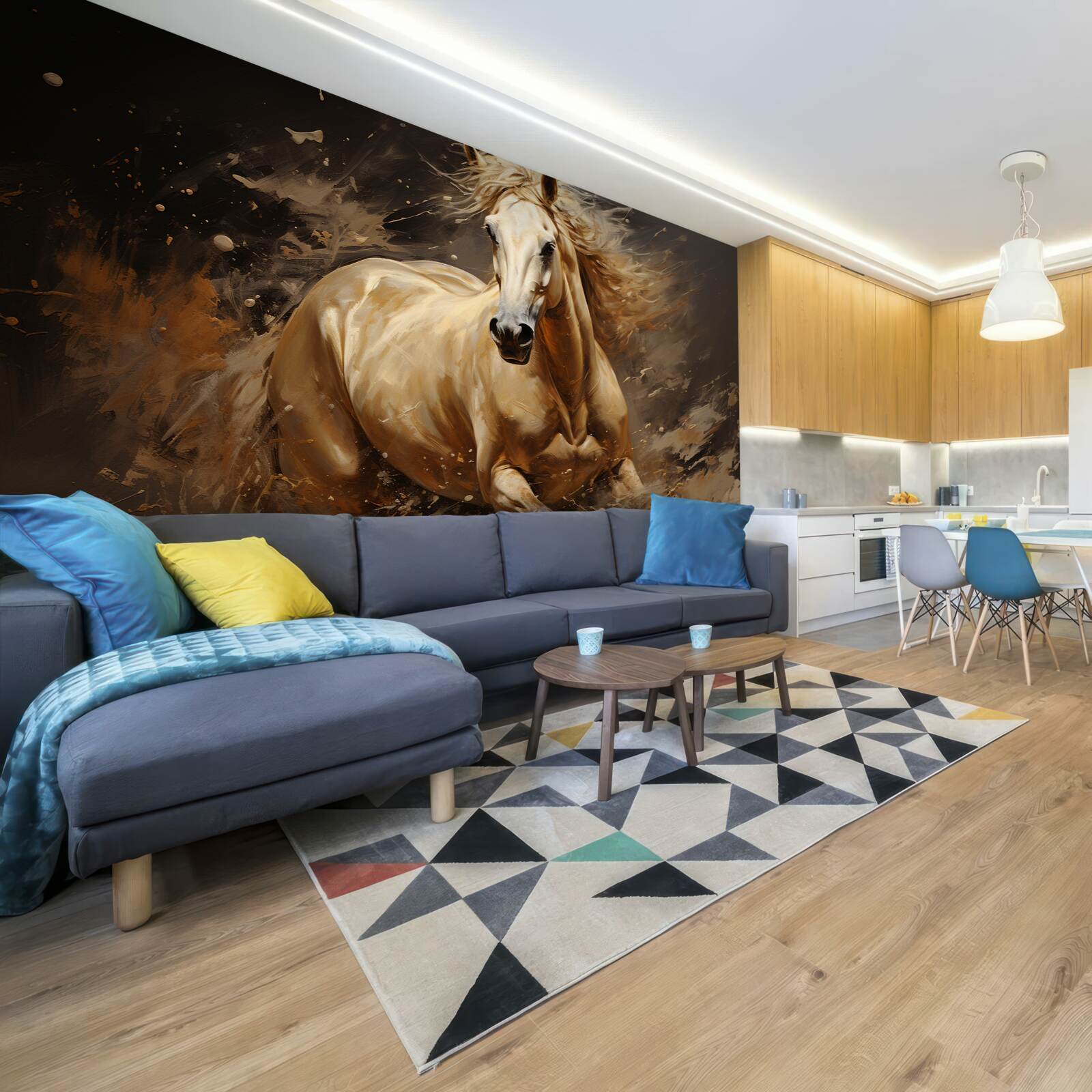 Papier peint dans une rafale de chevaux de vitesse