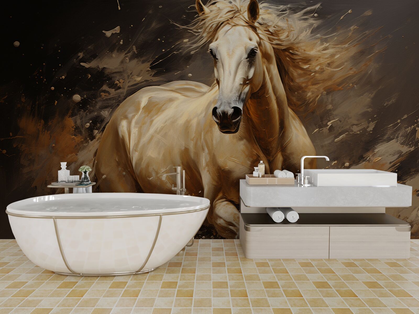 Papier peint dans une rafale de chevaux de vitesse