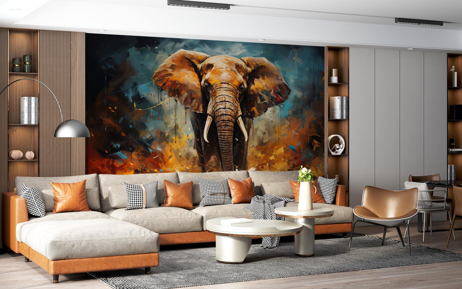 Papier peint le puissant éléphant se promène au crépuscule