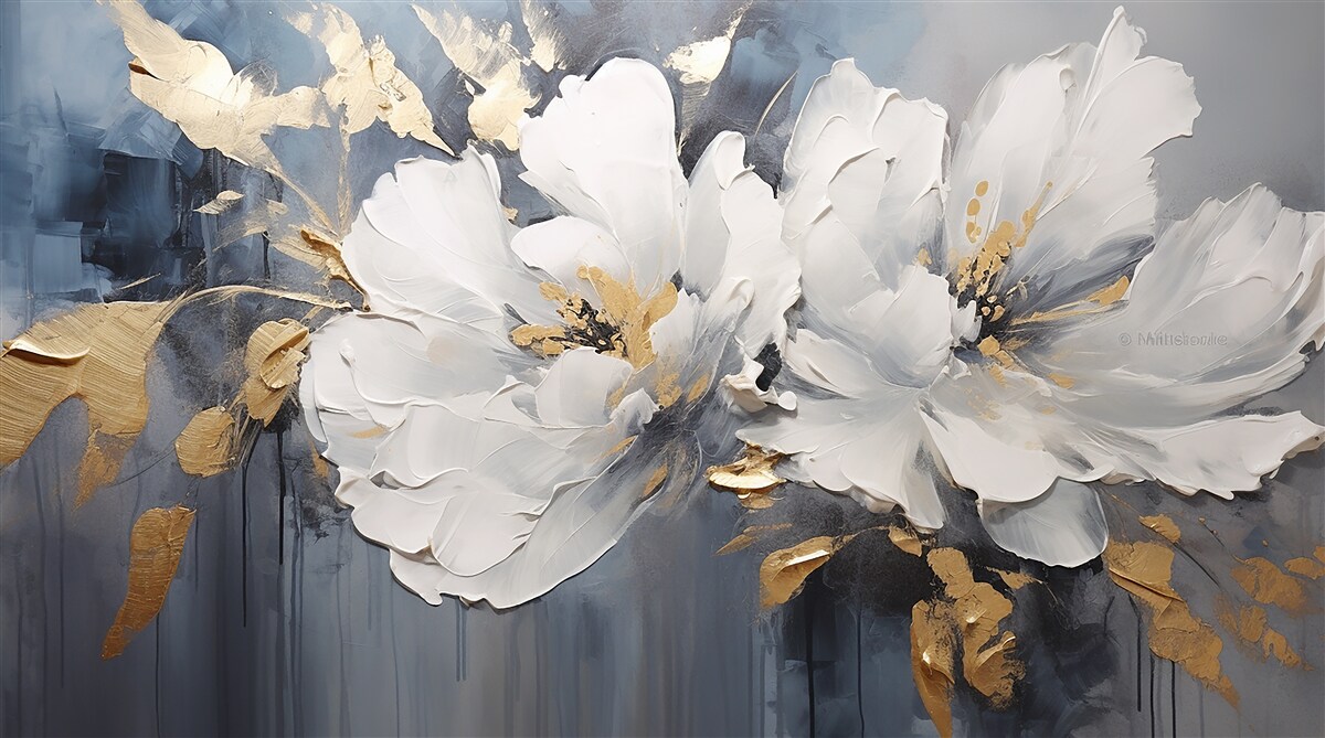 Papier peint lors d'une averse, des bourgeons doux et blancs comme la neige