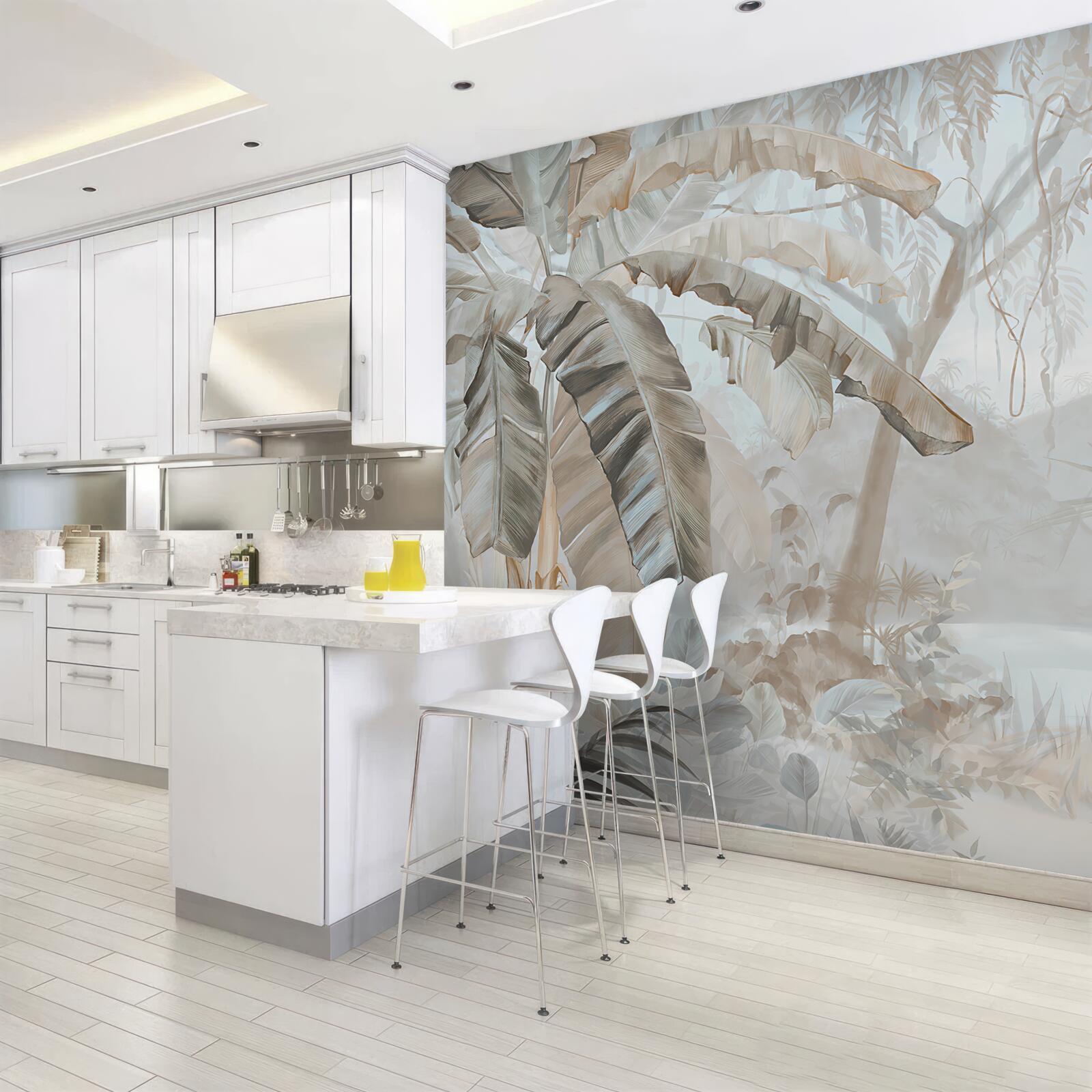 Papier peint un littoral bordé de palmiers qui rappelle le paradis