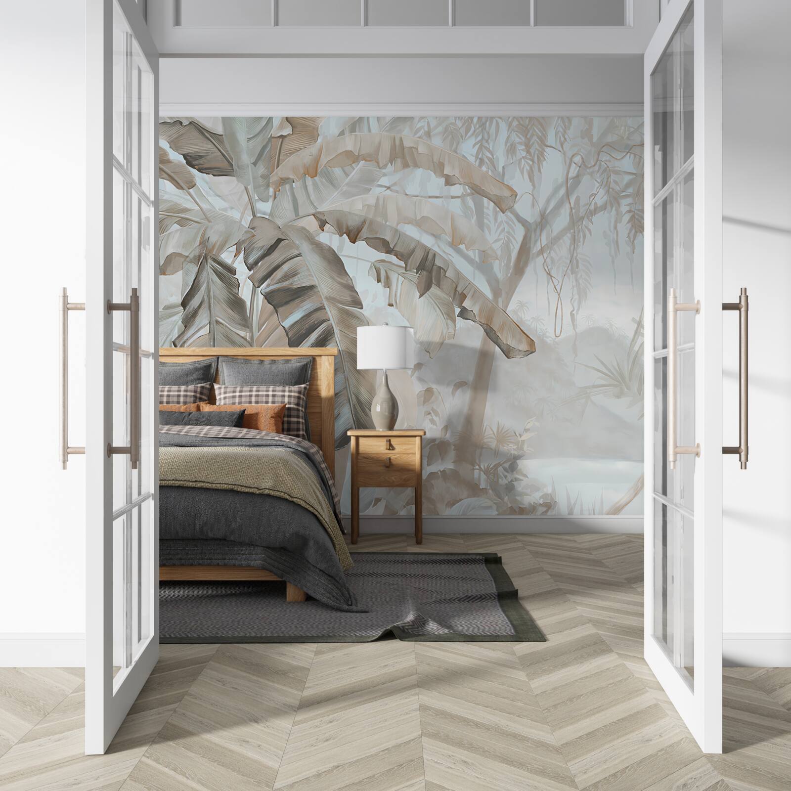 Papier peint un littoral bordé de palmiers qui rappelle le paradis