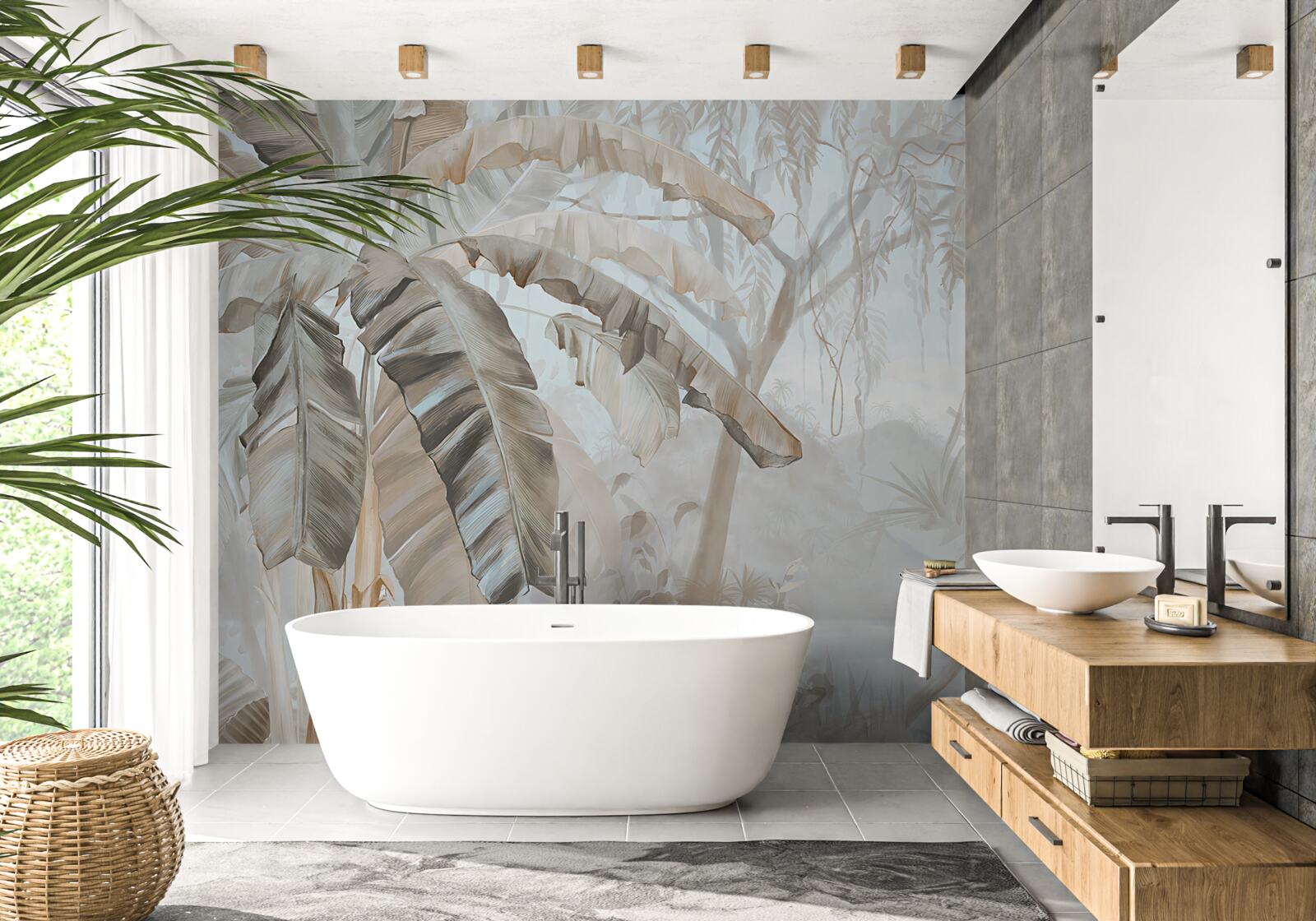 Papier peint un littoral bordé de palmiers qui rappelle le paradis