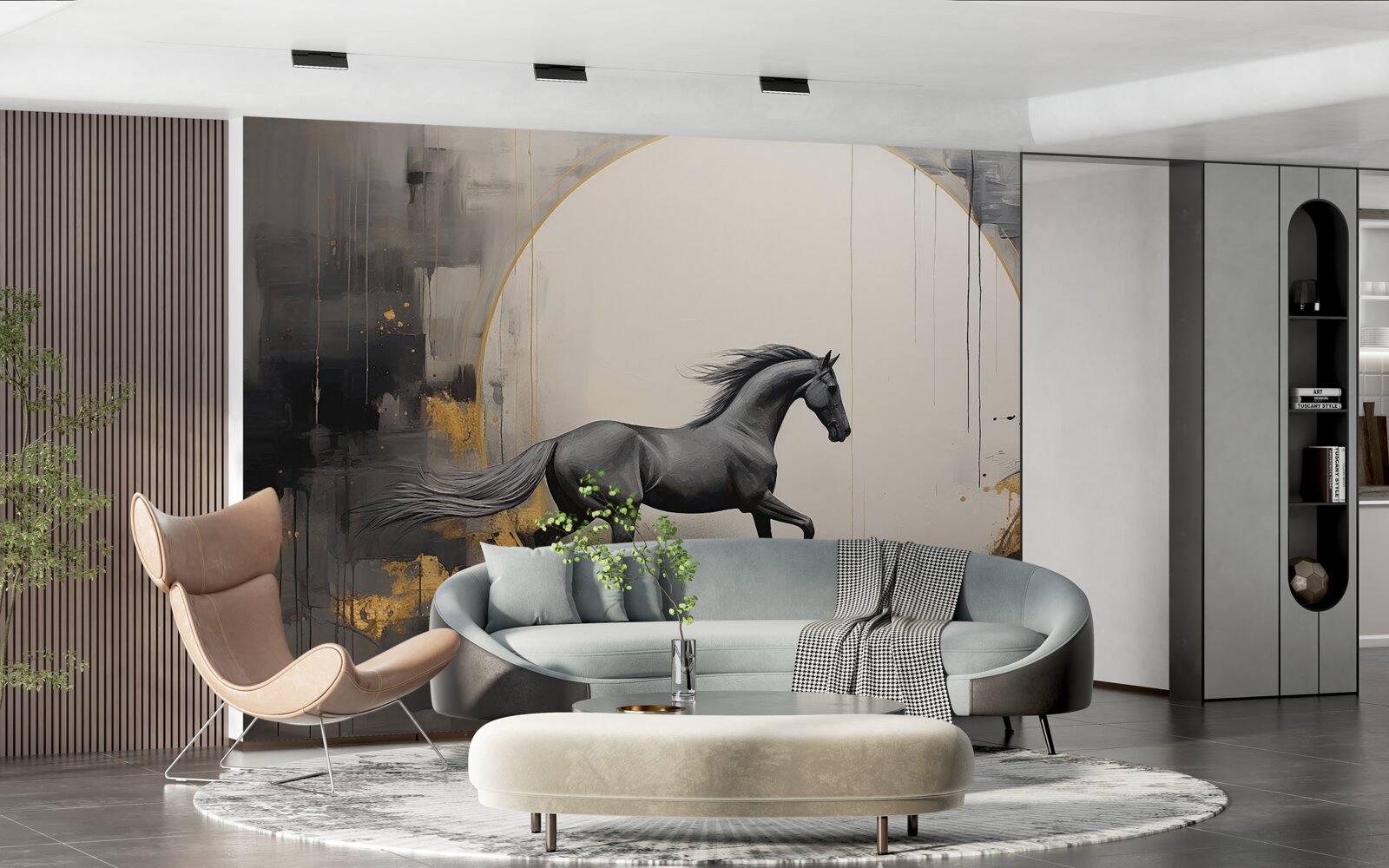 Papier peint cheval noir au galop