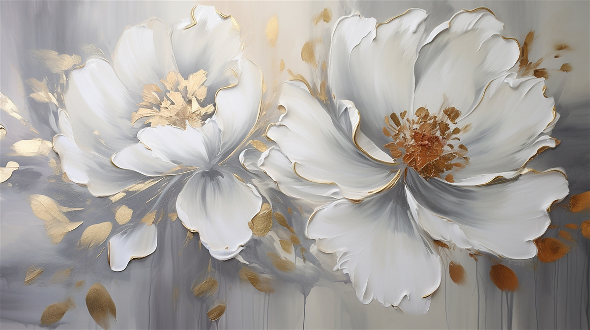 Papier peint boutons de fleurs luxueux en blanc neige