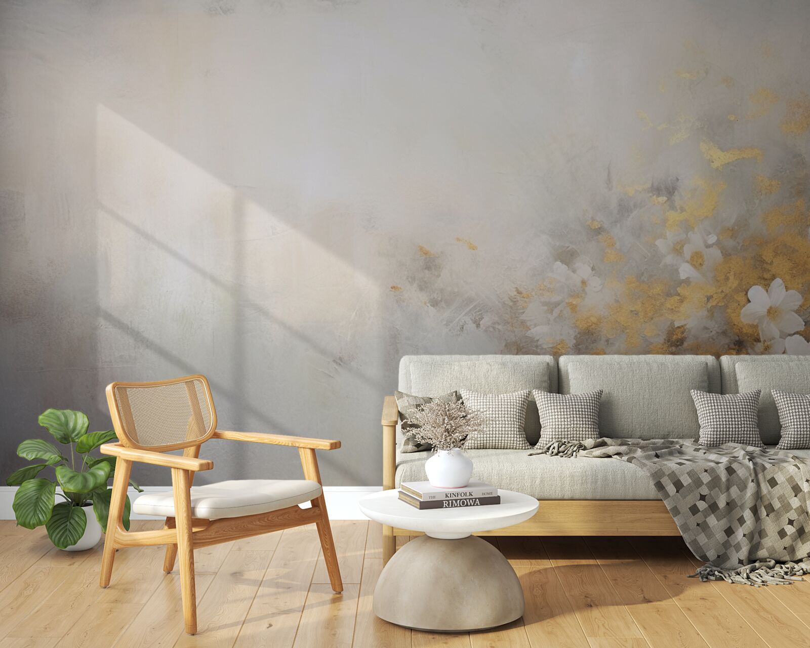 Papier peint un matin d'automne brumeux dans une forêt dense