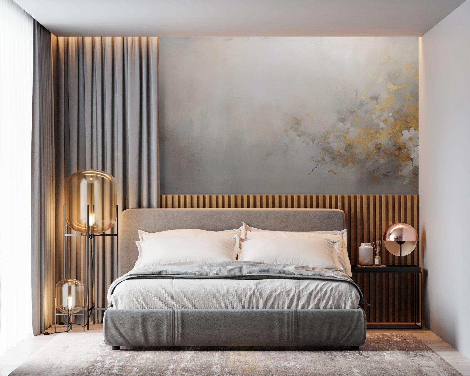 Papier peint un matin d'automne brumeux dans une forêt dense