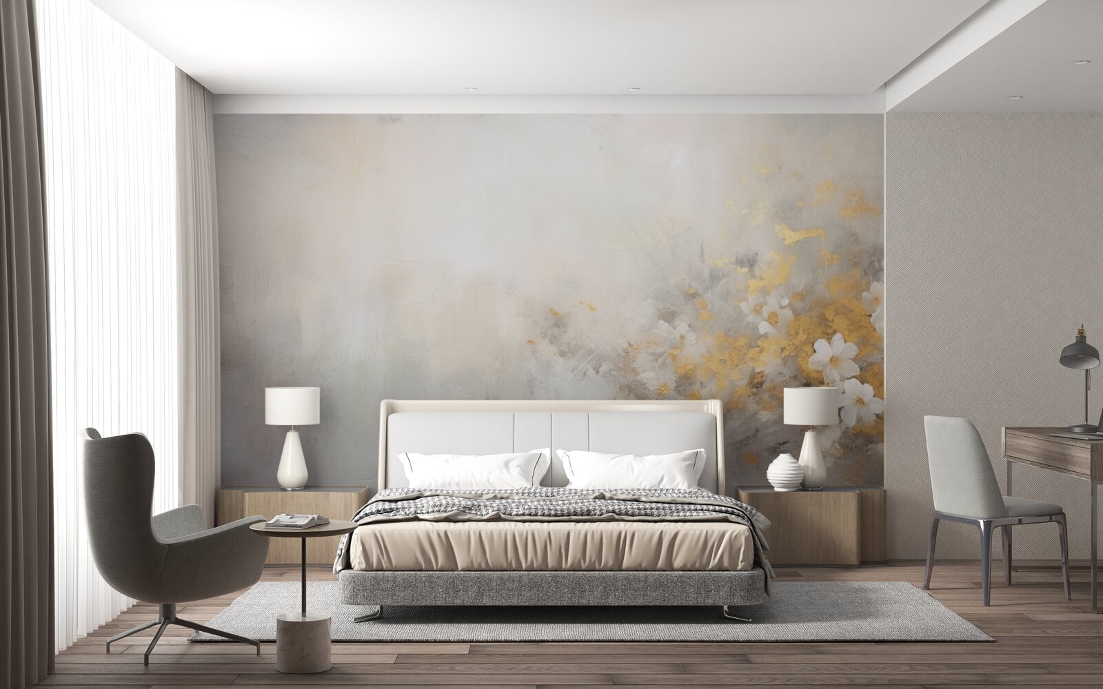 Papier peint un matin d'automne brumeux dans une forêt dense