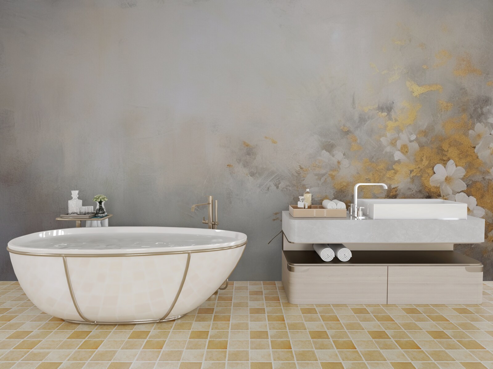 Papier peint un matin d'automne brumeux dans une forêt dense