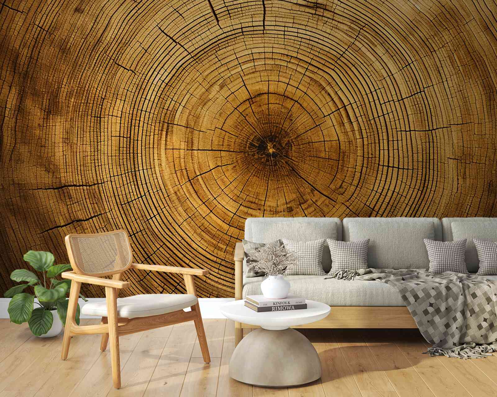 Papier peint fragments d'un pilier d'arbre riche en couches séculaires