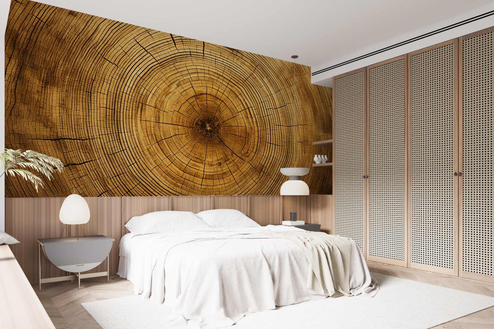 Papier peint fragments d'un pilier d'arbre riche en couches séculaires