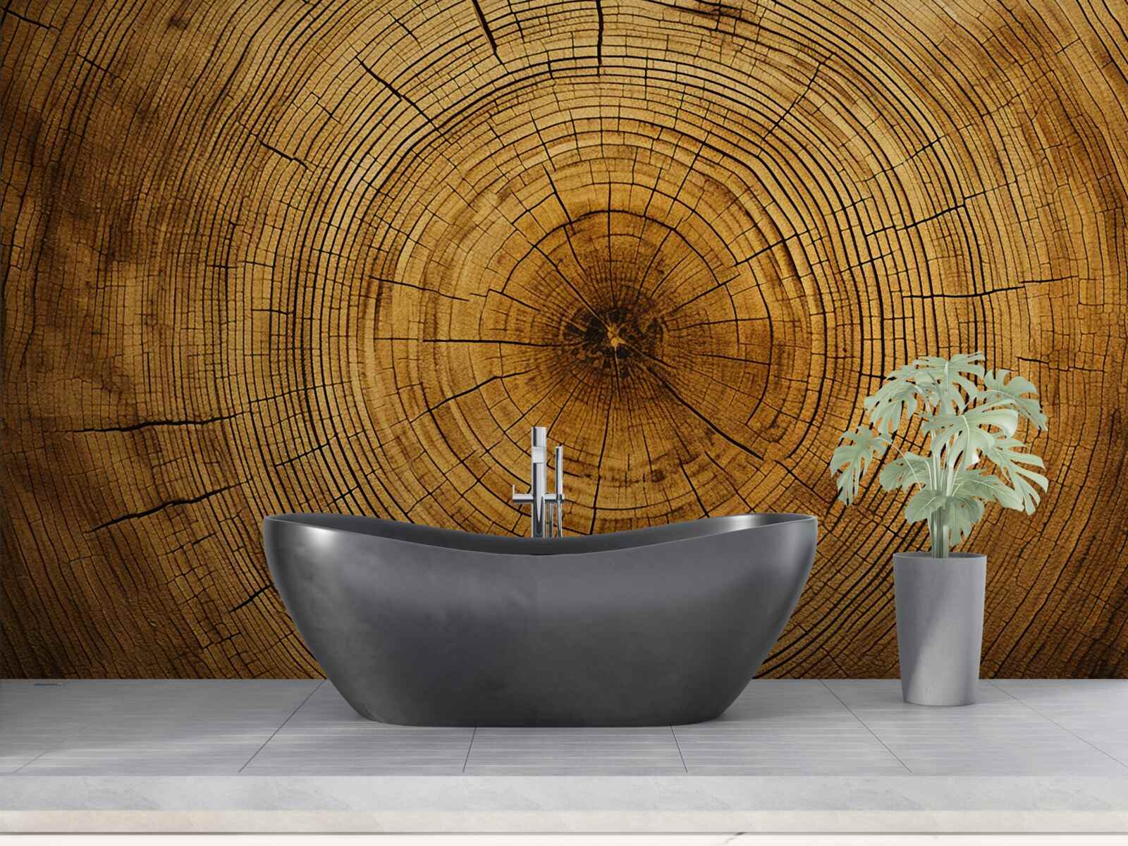 Papier peint fragments d'un pilier d'arbre riche en couches séculaires