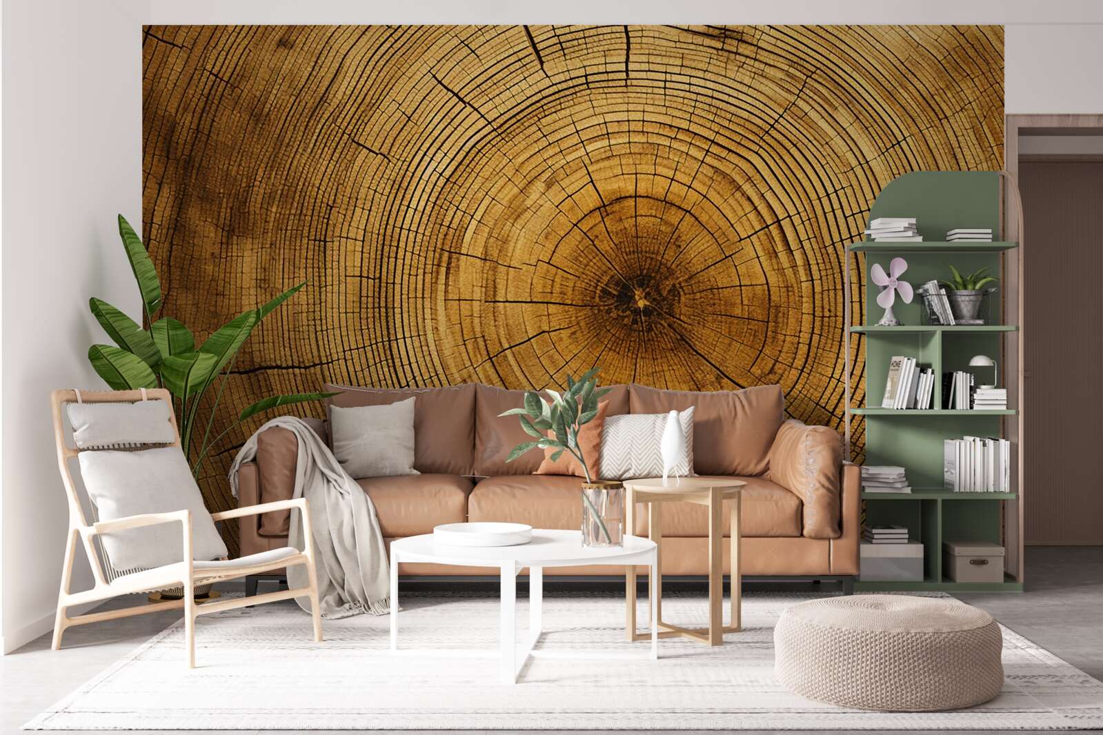 Papier peint fragments d'un pilier d'arbre riche en couches séculaires