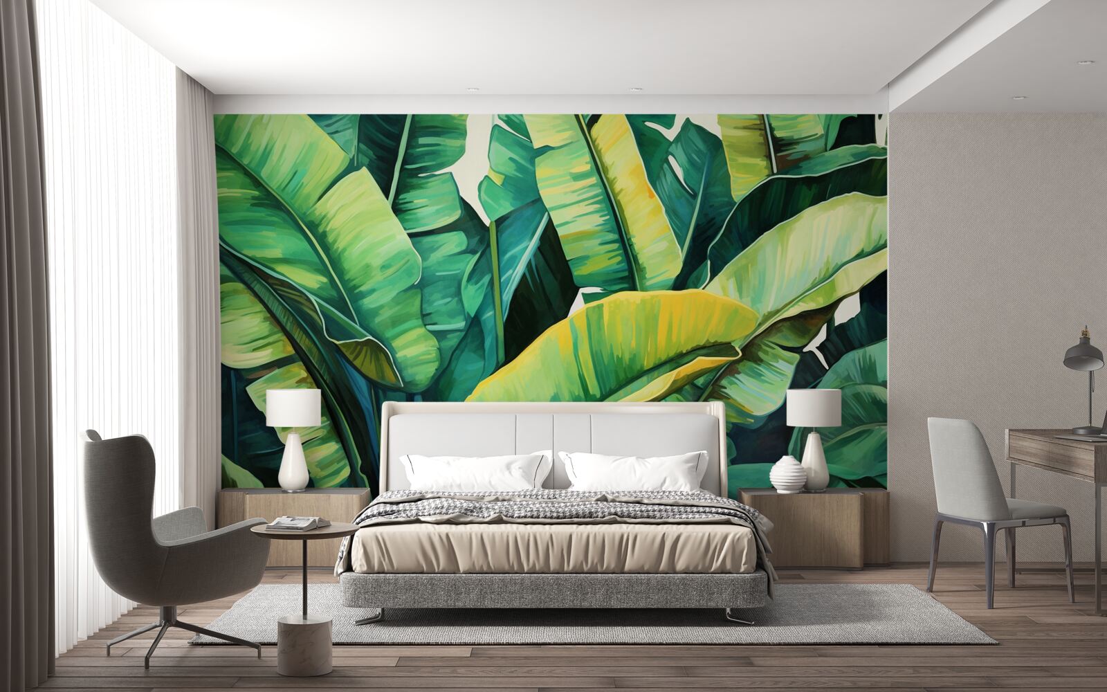 Papier peint grandes feuilles de fougère